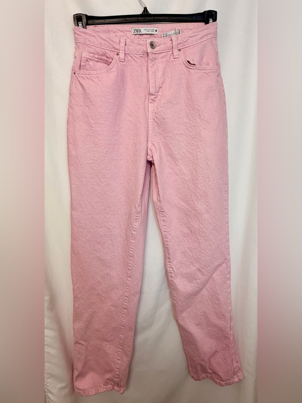 Zara Pink High Rise Straight Leg Jeans Women’s Size US 4 EU 36 Cotton Denim